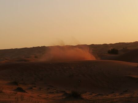 Desert storm with sand in the airの写真素材