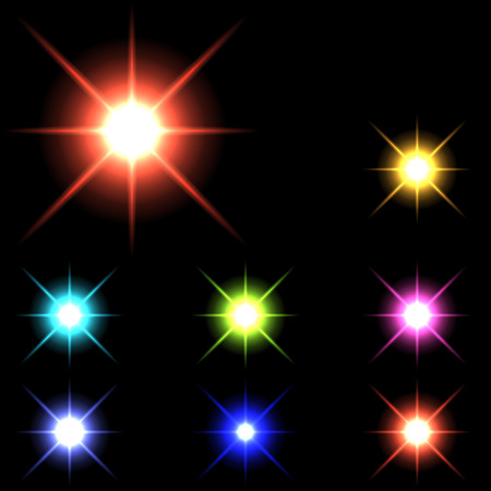 vector glowing lights, stars and sparkles のイラスト素材