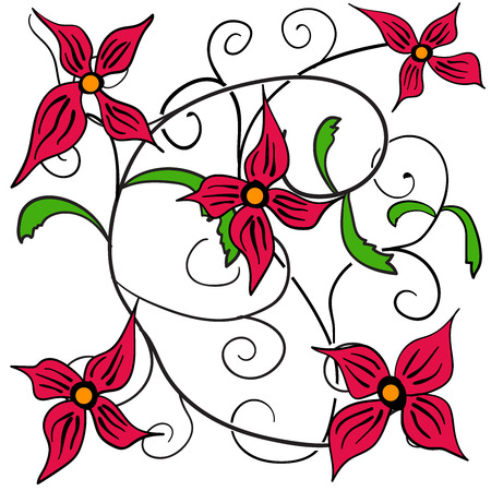 vector floral background with plants and flowersのイラスト素材