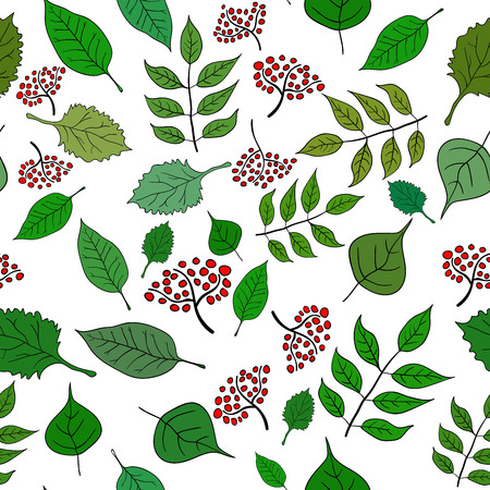 Seamless green leaf pattern. Vecotr image 1のイラスト素材