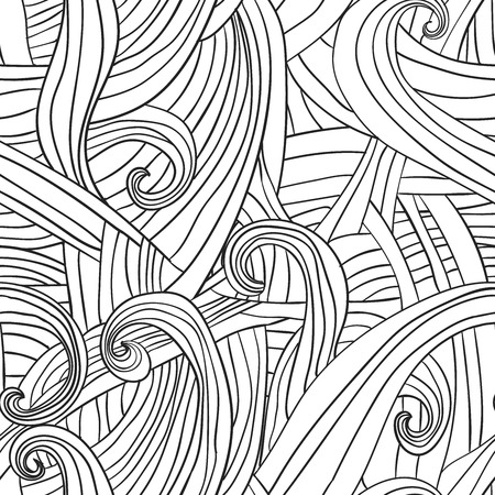 Seamless wave hand-drawn pattern, waves background .Can be used for wallpaper, pattern fills, web page background,surface textures. Gorgeous seamless floral background Vectorのイラスト素材