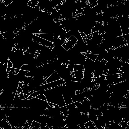 Maths seamless pattern Vector physics abstract blackのイラスト素材