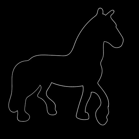 white horse on black - running animal profile silhouette vector designのイラスト素材