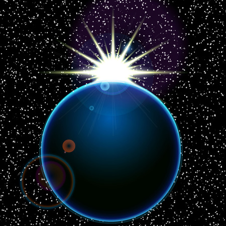 Vector Earth and Sun on stars background 1のイラスト素材
