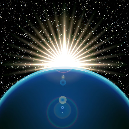 Vector Earth and Sun on stars background 3のイラスト素材