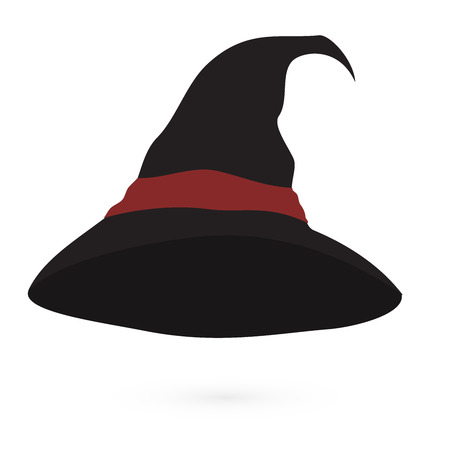 An illustration of a cartoon witch's hat with red ribbon Vectorのイラスト素材