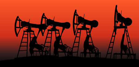 oil pumps in sunset vector illustration image 3のイラスト素材