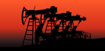 oil pumps in sunset vector illustration image 4のイラスト素材