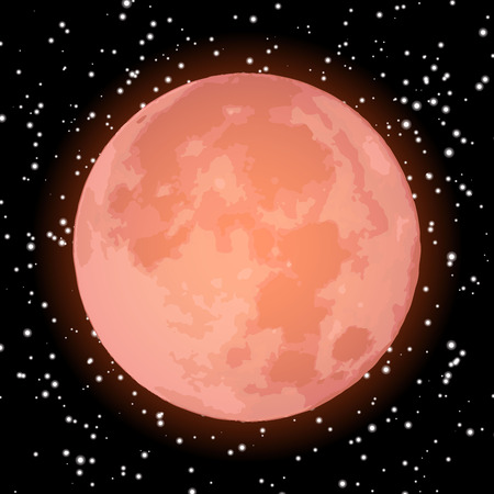 Space background with planet and shining stars, illustration. のイラスト素材