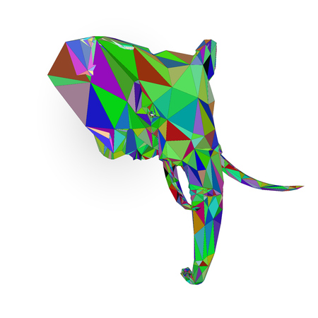 Vector. An brown Asian elephant with low polygon styleのイラスト素材