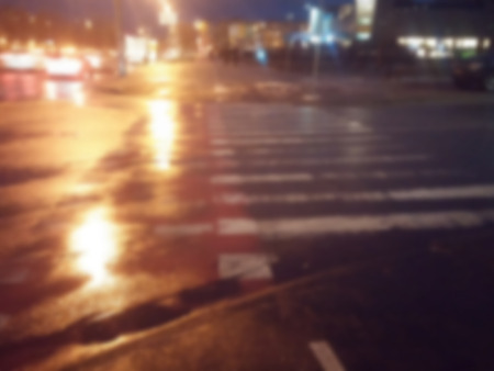 Vector background. Blurred Defocused Lights of Heavy Traffic on a Wet Rainyのイラスト素材