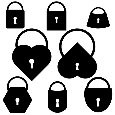 Vector Set of black lock cons on white backgroundのイラスト素材
