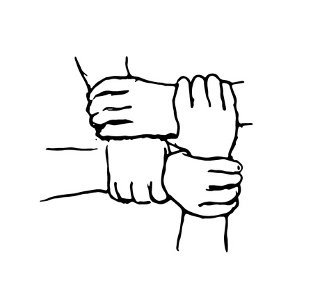 Hands controlling peace and war. Vector illustrationのイラスト素材