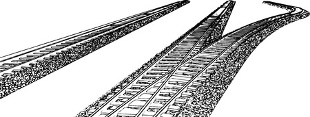 Vector Railroad track silhouettes. Railway tracks cartoon vector illustration. 6のイラスト素材