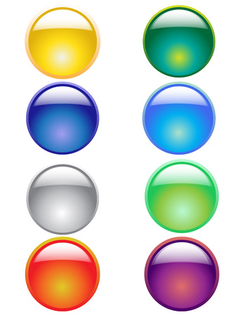 Set of colorful isolated glossy vector web buttons. Beautiful internet buttons on white background.のイラスト素材