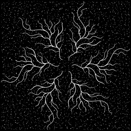 Vector Ornament  Round Pattern,  sphere on a black background.  Perfect cards for any other kind of design, Can be used as a tattoo symbol, seal in the interior or on T Shirts.のイラスト素材