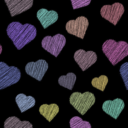 seamless pattern with hand paint hearts