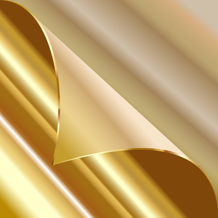 Sheet of two  golden paper with a curlのイラスト素材