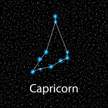 Vector Capricorn Zodiac sign  bright blue stars in cosmos. Constellationのイラスト素材