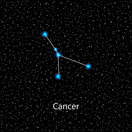 Vector Cancer Zodiac sign  bright blue stars in cosmos. Constellationのイラスト素材