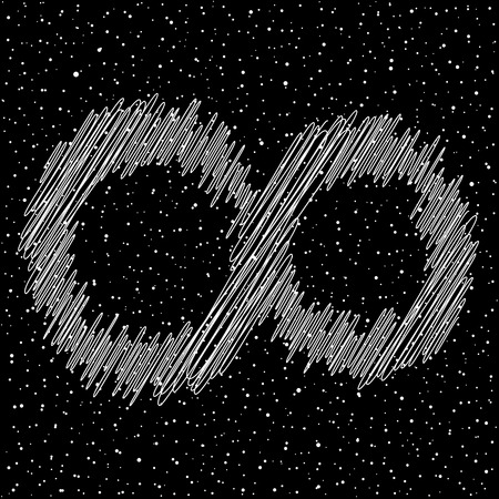 Vector single infinity never ending paintbrush line on blackのイラスト素材