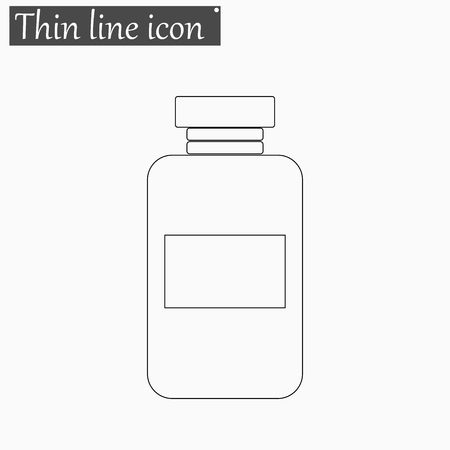 image of a vaccine vial icon Vector Style Black thin lineのイラスト素材
