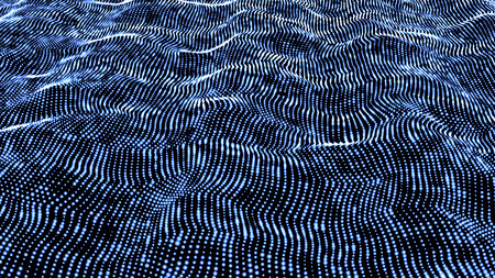 Vector Futuristic Landscape with Shiny Grid. Low Poly Terrain. 3D Network Abstract Background. Vectorのイラスト素材