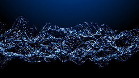 vector illustration. Abstract vector landscape background. Cyberspace grid. 3d technologyのイラスト素材