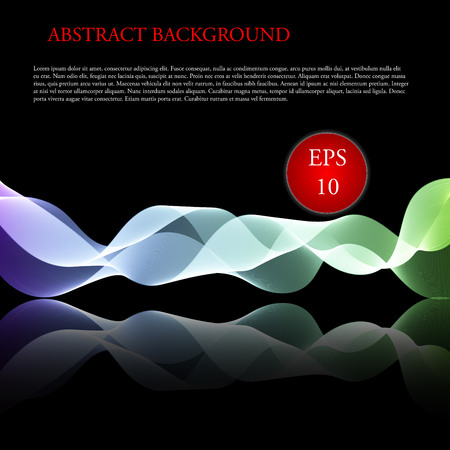 Vector image Glowing waves on black backgroundのイラスト素材