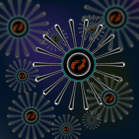 Vector Molecules background illustration black blueのイラスト素材