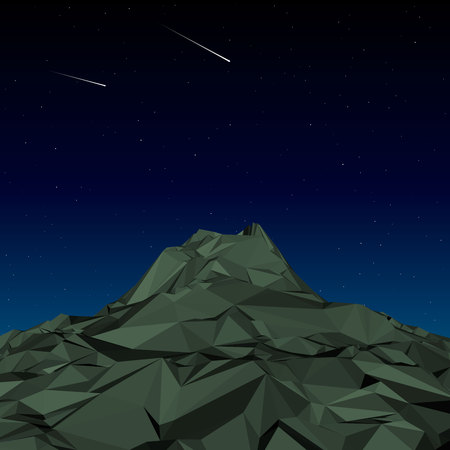 Green Mountain low polygon landscape strars night. Vectorのイラスト素材