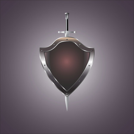 Vector illustration. Metal swords and shieldのイラスト素材