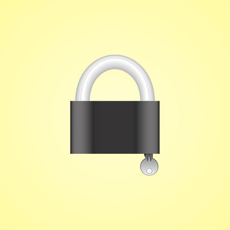 Vector black padlock on yellow background.のイラスト素材
