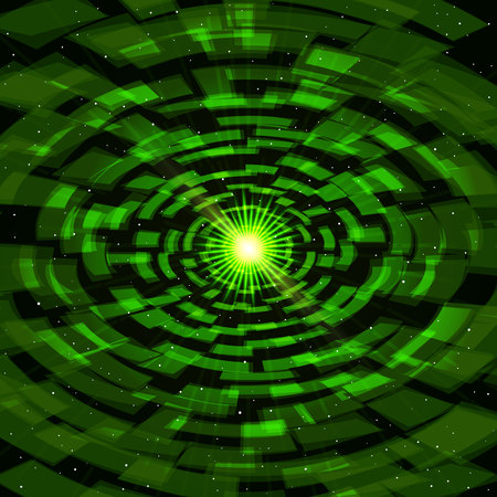 Abstract Green Technology Tunnel with bright flare. Vector illustrationのイラスト素材