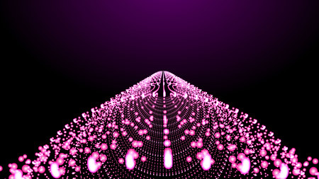 Vector infinite clour round tunnel of shining flares on black backgroundのイラスト素材