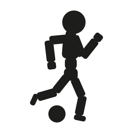 Soccer player man illustration. Vector. Black icon on white backgroundのイラスト素材