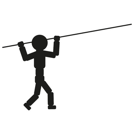 Athlete with pole for jump illustration sign. Vector. Black icon on white background.のイラスト素材