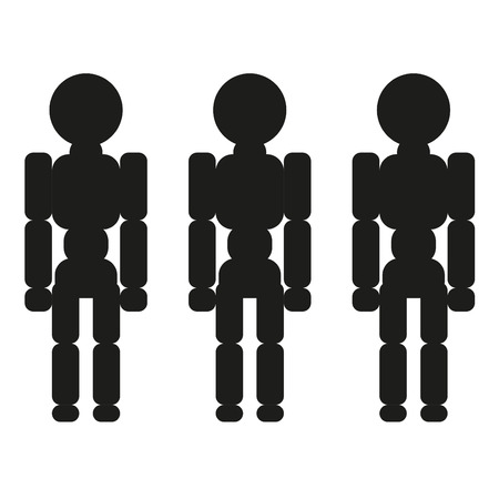 Stand three people sign illustration. Vector. Black icon on white background.のイラスト素材