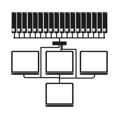 Big data Computer network Vector black icon on white background.のイラスト素材
