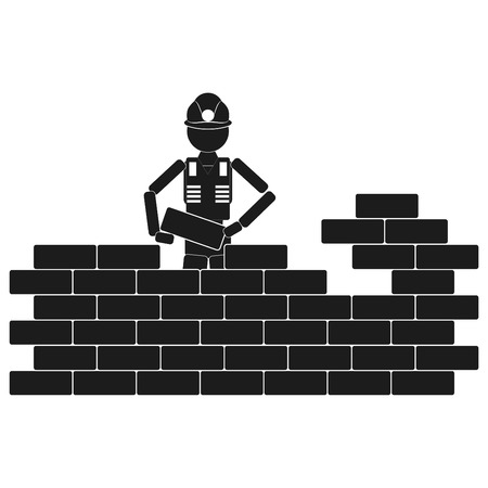 Construction worker Vector black icon on white background.のイラスト素材