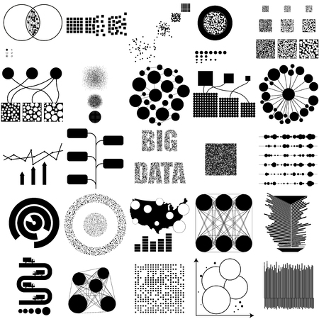 Big data set Vector black icon on white background.のイラスト素材