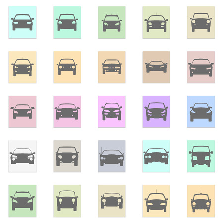 Face Cars set Vector black icon on color stickerのイラスト素材