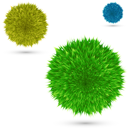 Set color fluffy vector ball on whiteのイラスト素材