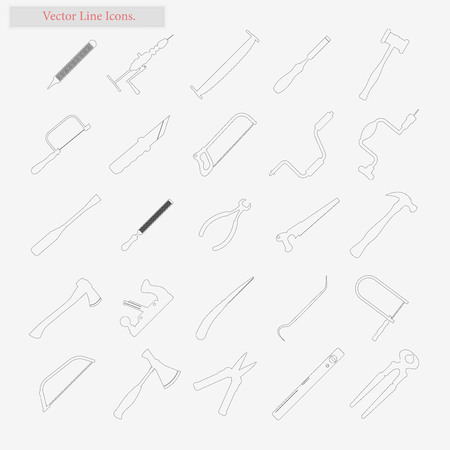 Tools Set vector style line icons on whiteのイラスト素材