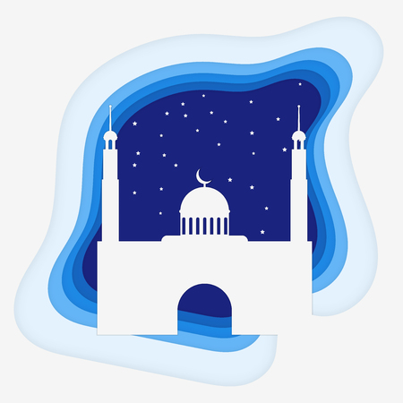 Mosque paper stlyle with stars Vectorのイラスト素材