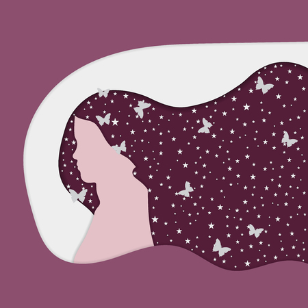 Paper carve on white Girl and stars vector artのイラスト素材