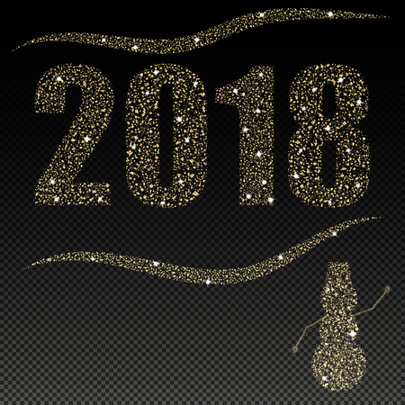 Ggold snowman and 2018 New Year on transparentのイラスト素材