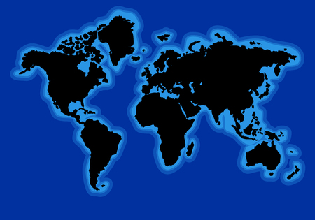 World map with blue ocean Vectorのイラスト素材