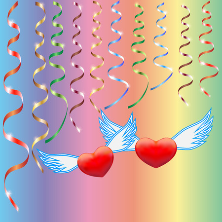 Colorful serpentine with two hearts Vectorのイラスト素材