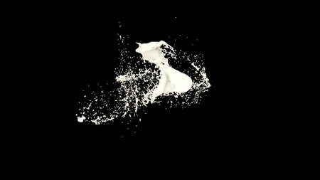 Three drops of milk collide and create a splash 3d renderingの写真素材